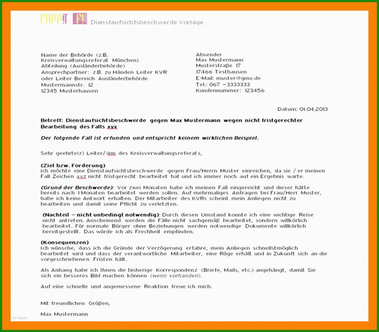 Beschwerde Brief B2 Muster