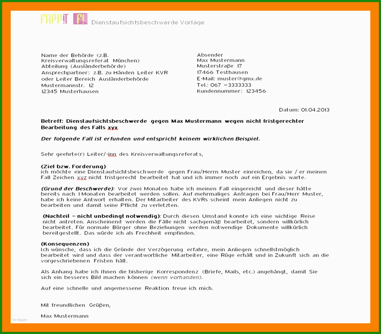 Beschwerde Brief B2 Muster
