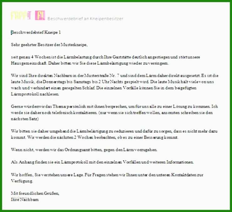 Beschwerde Brief Muster