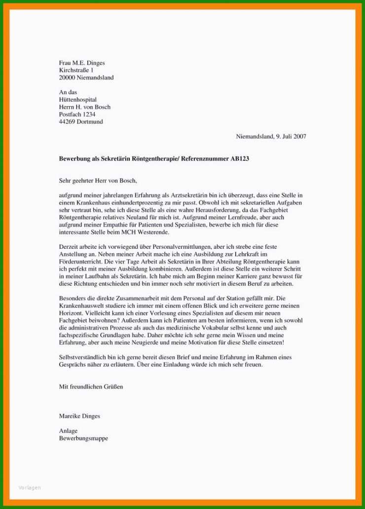 Bewerbung Für Praktikum Schüler Muster