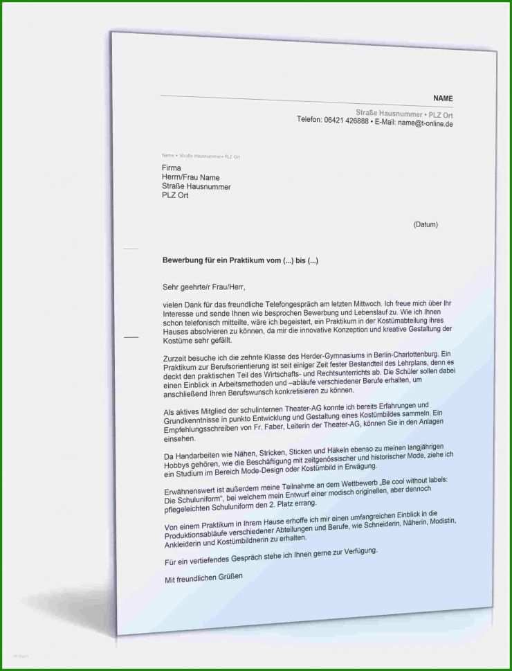 Bewerbung Muster Praktikum Ergotherapie