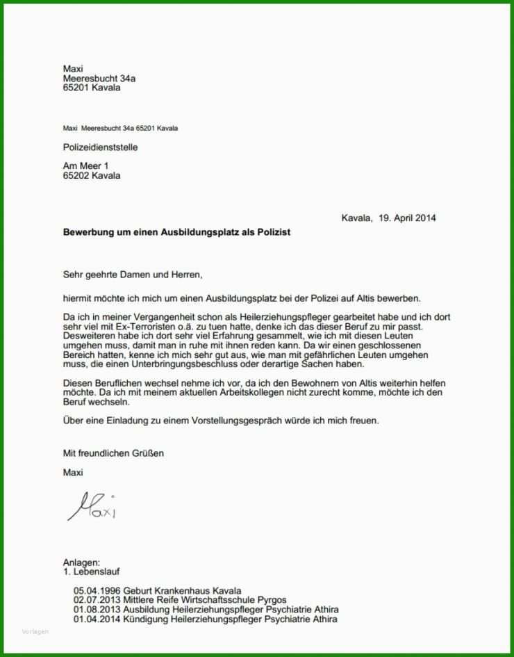 Bewerbung Muster Praktikum Krankenhaus