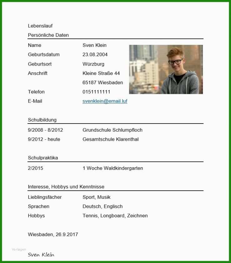 Bewerbung Muster Praktikum Schüler Kostenlos