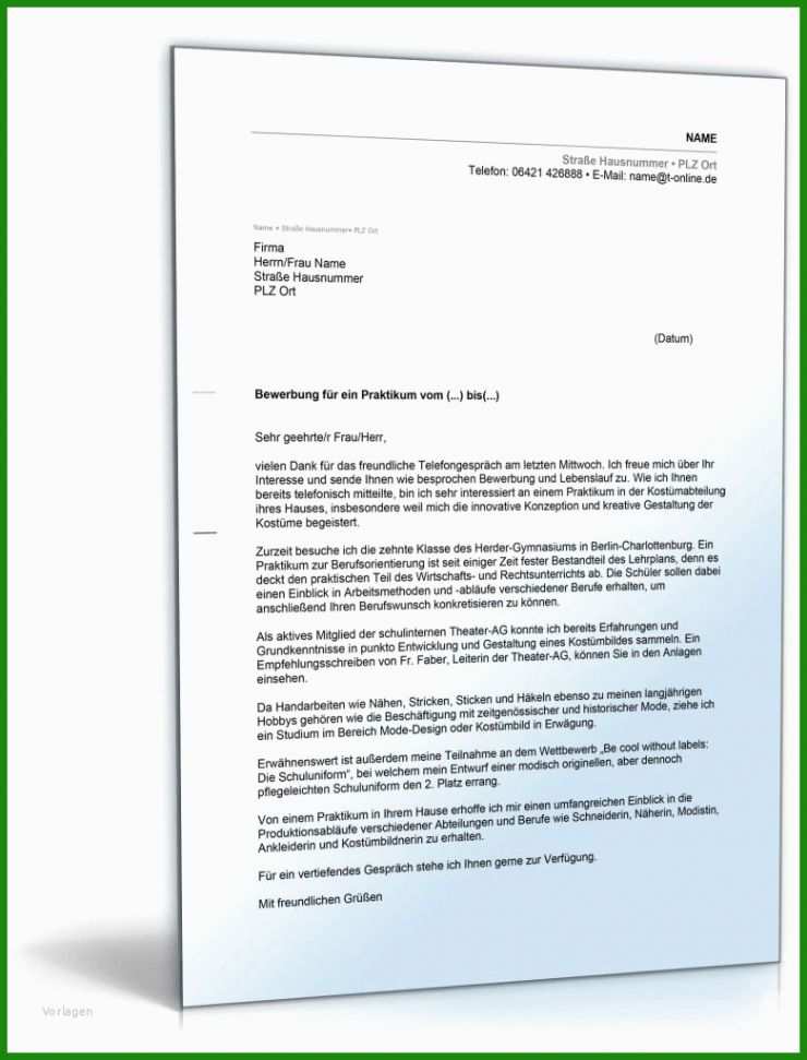 Bewerbung Praktikum Altenheim Muster