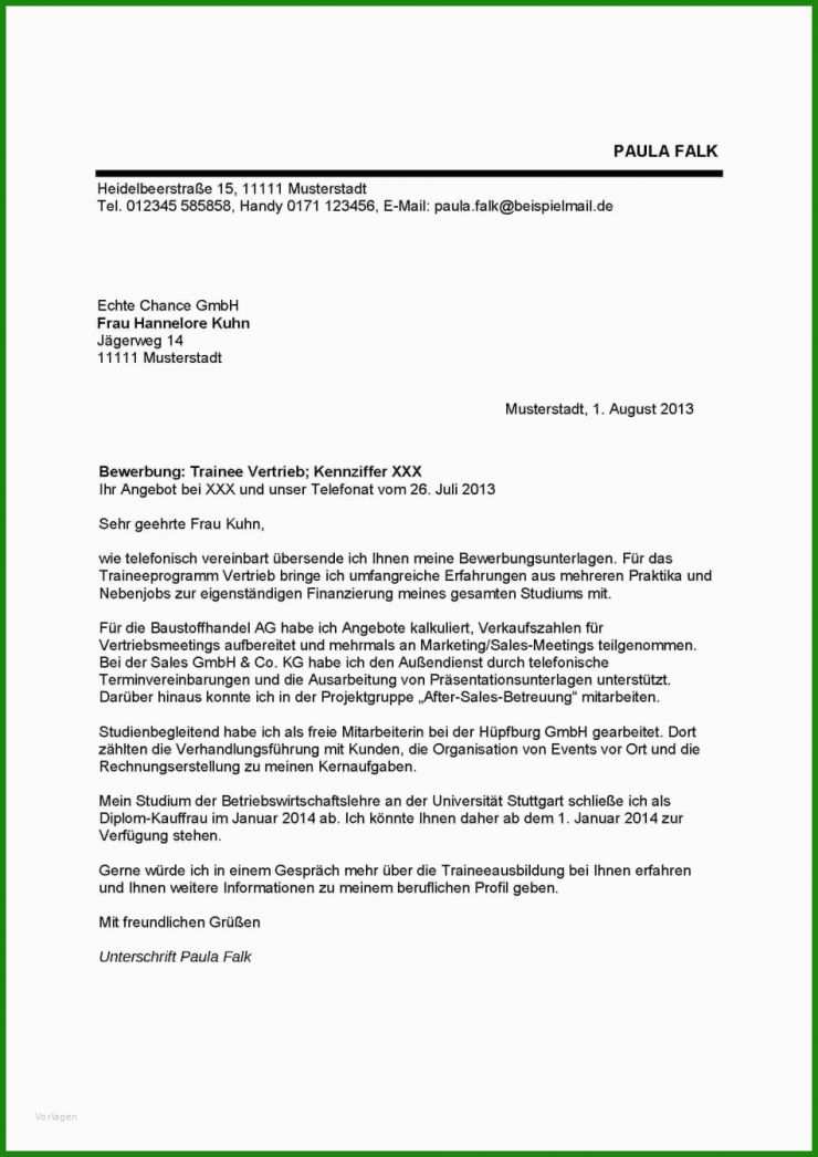 Bewerbung Praktikum Anschreiben Vorlage