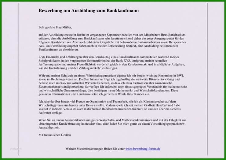 Bewerbung Praktikum Bank Muster