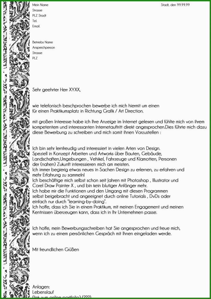 Bewerbung Praktikum Industriekaufmann Muster
