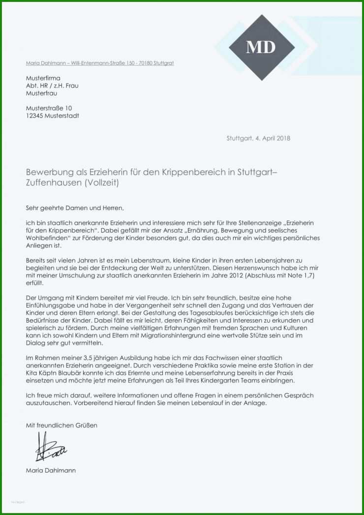 Bewerbung Praktikum Kindergarten 9. Klasse Vorlage