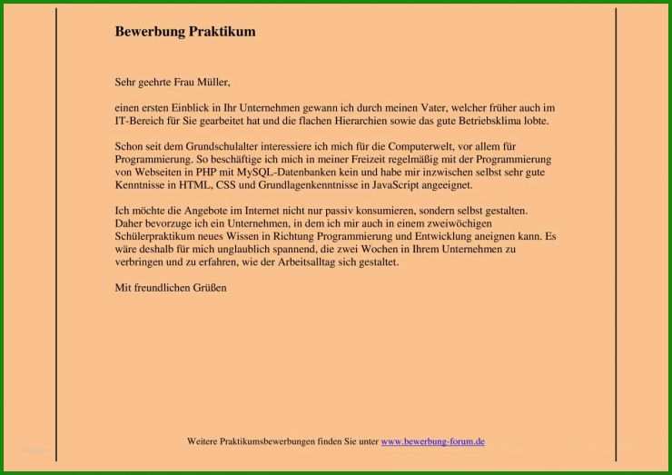 Bewerbung Praktikum Krankenhaus Muster