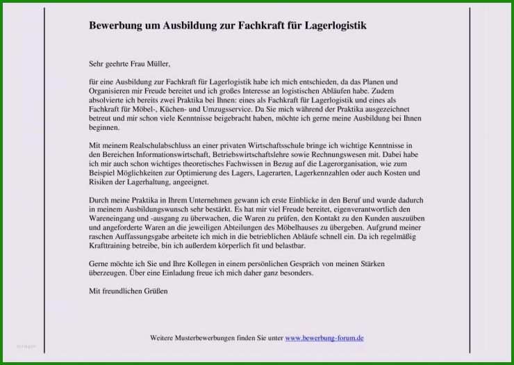 Bewerbung Praktikum Lagerlogistik Muster