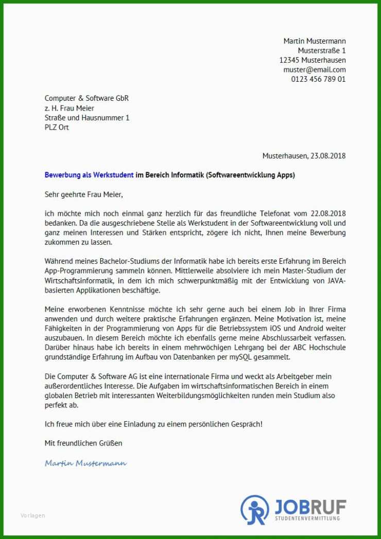 Bewerbung Praktikum Student Muster