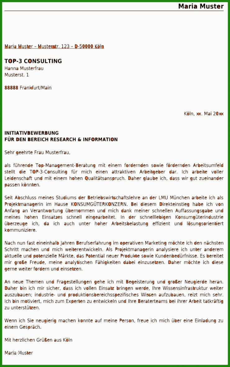 Bewerbung Praktikum Vorlage Student