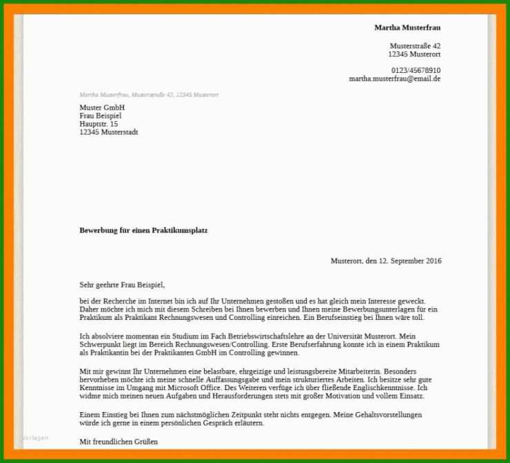 Bewerbungsschreiben Muster Praktikum Student