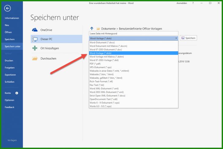 Brief Als Vorlage Speichern Word