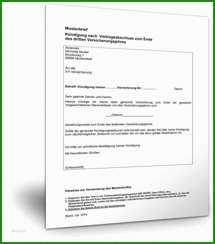 Brief An Versicherung Vorlage
