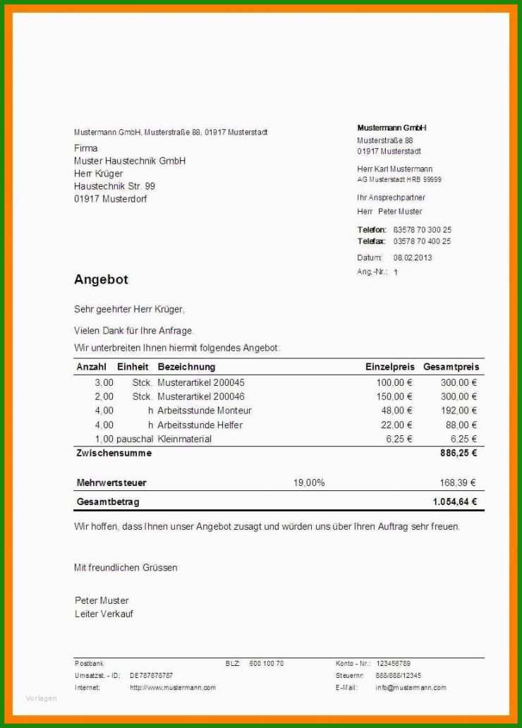 Brief Angebot Muster