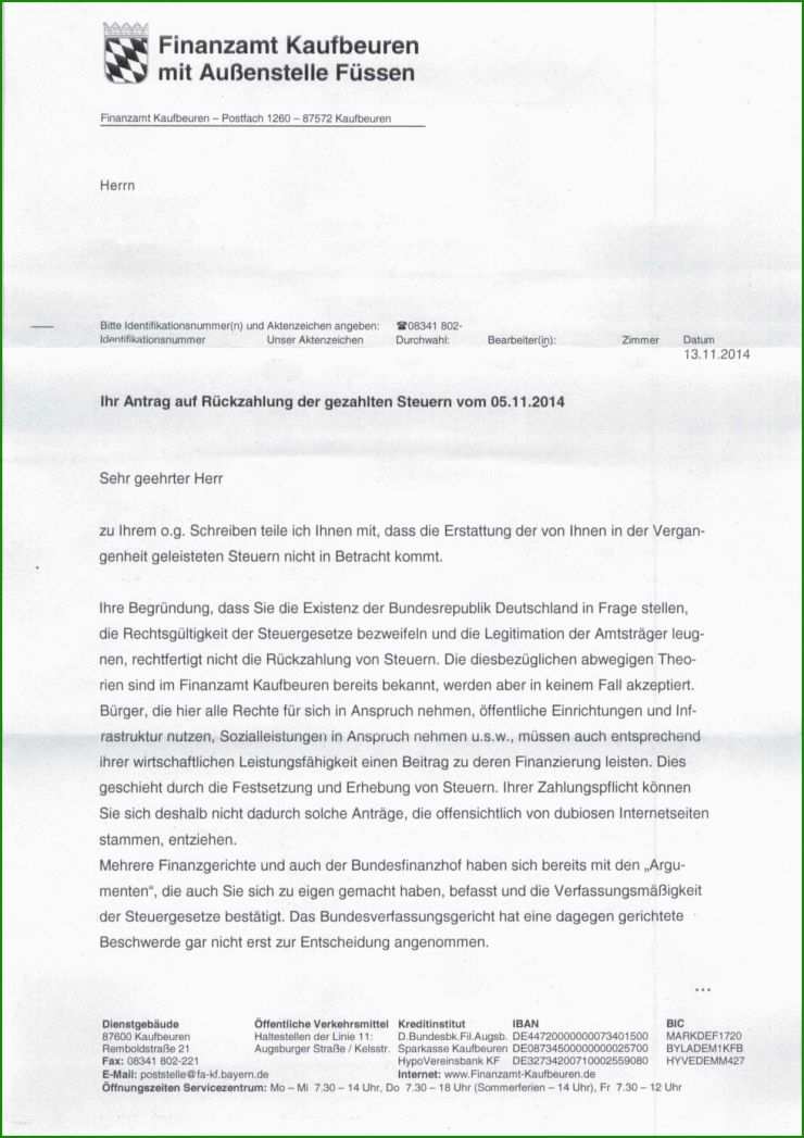 Brief Ans Finanzamt Vorlage