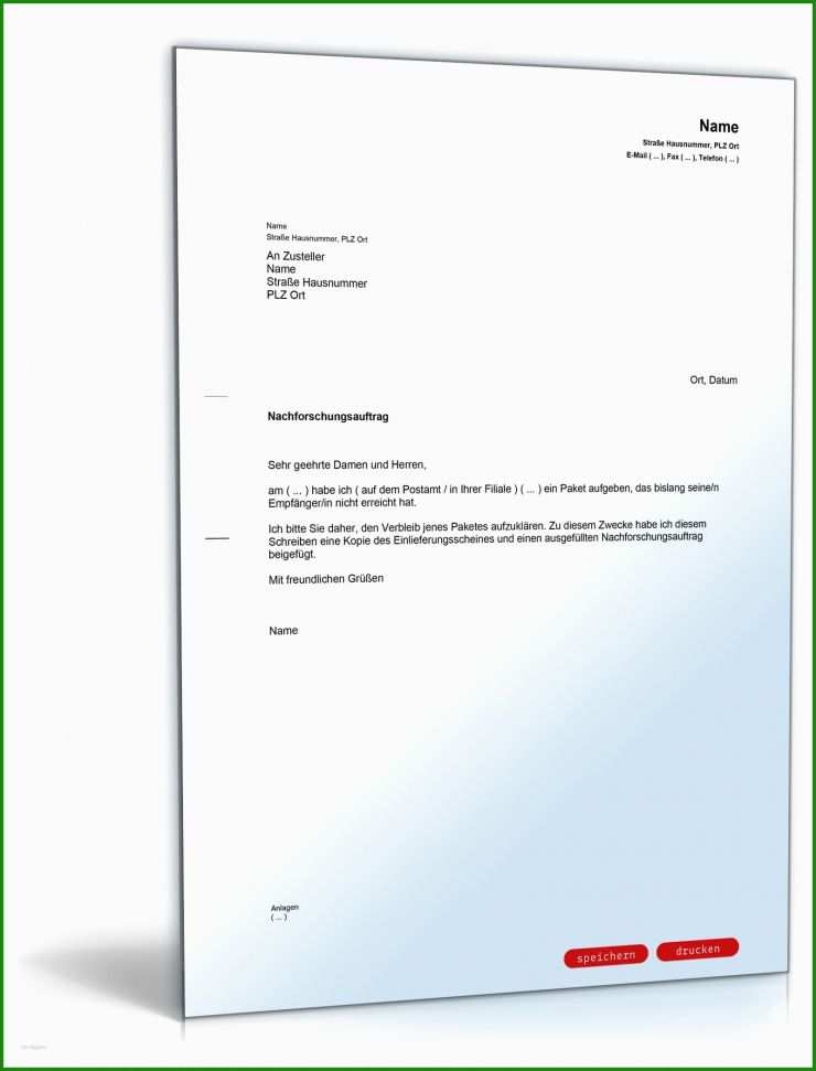 Brief Ausfüllen Muster