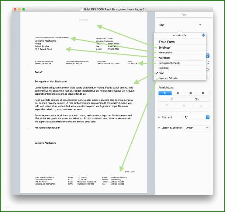 Brief Infoblock Vorlage