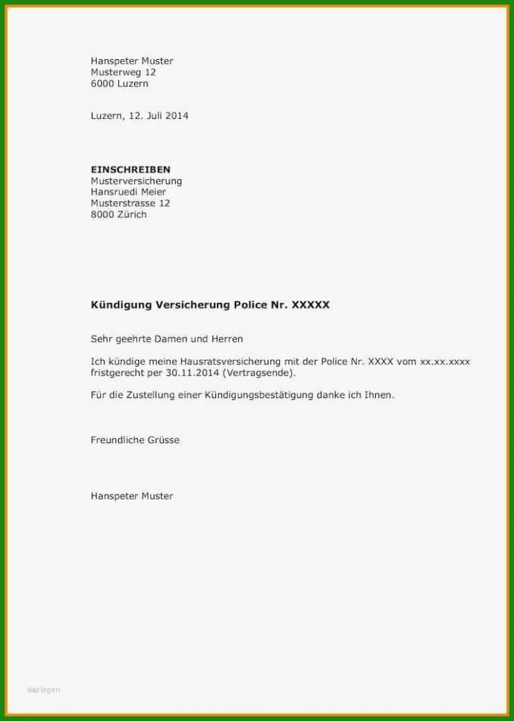 Brief Muster An Versicherung