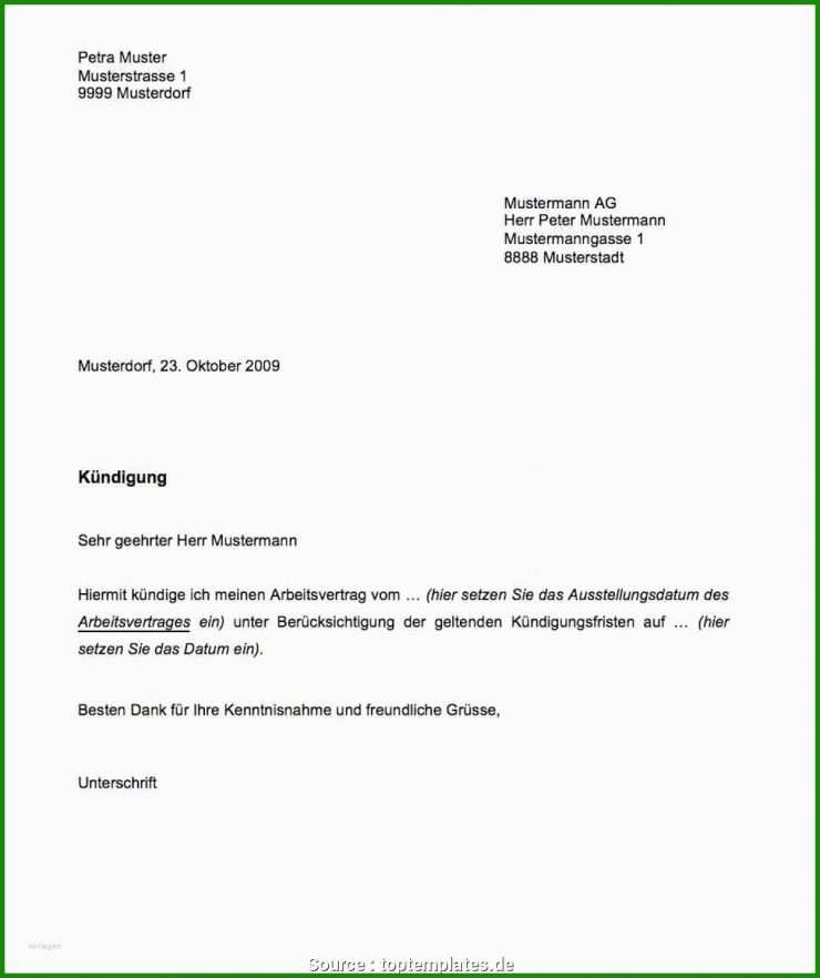 Brief Muster Kündigung Vertrag 7 Brief Muster Kündigung Vertrag