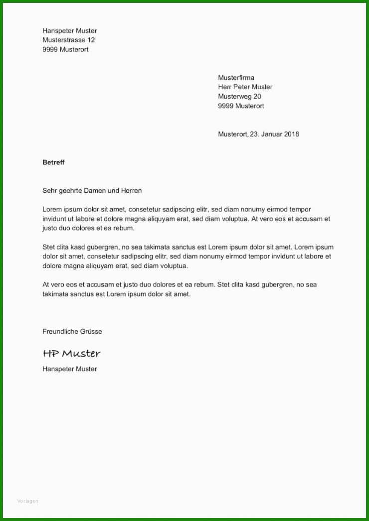 Brief Muster Zeilenabstände