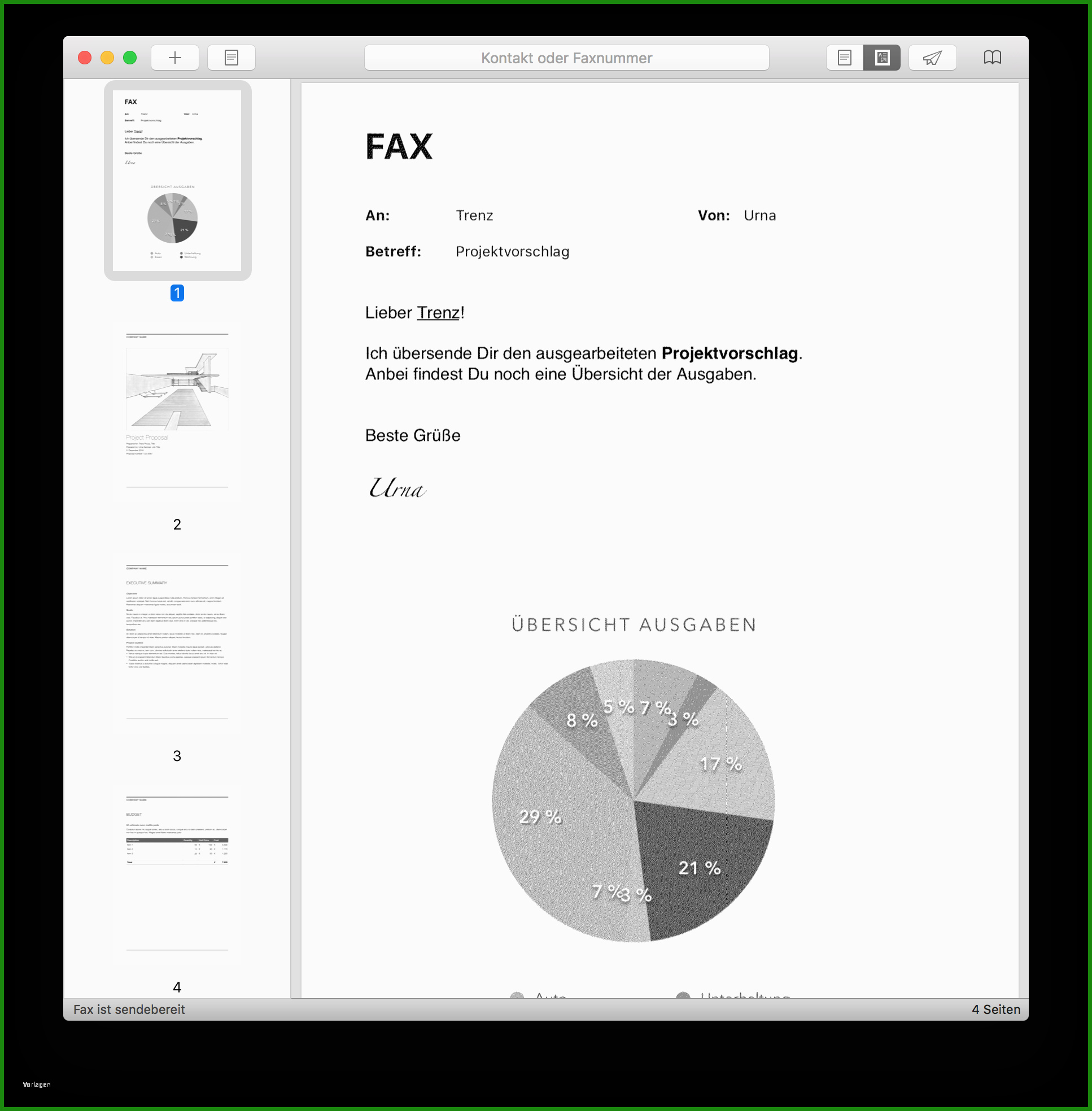 Brief Per Fax Vorlage
