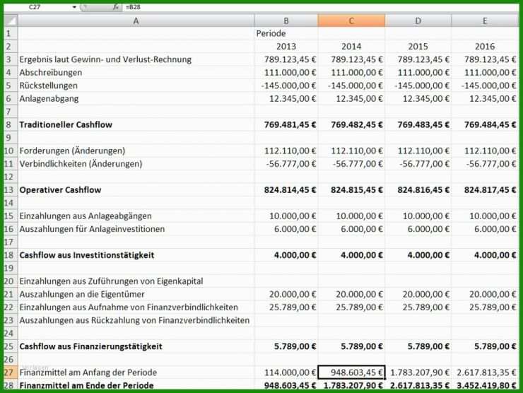 Cashflow Rechnung Vorlage