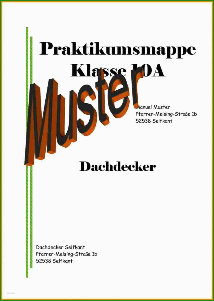 Deckblatt Praktikum Muster