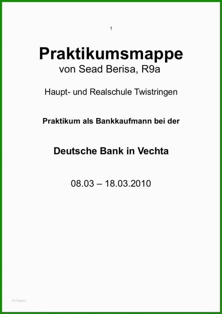 Deckblatt Praktikum Vorlage