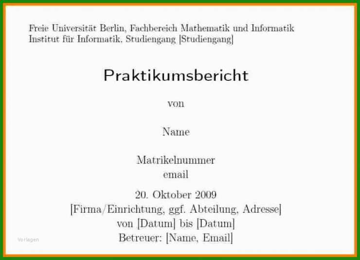 Deckblatt Vorlage Bericht