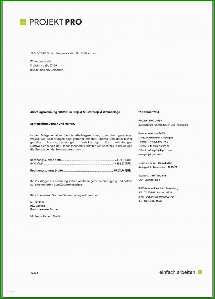 Designer Rechnung Muster