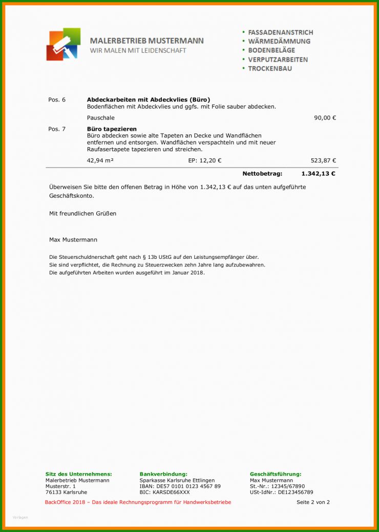 Dolmetscher Rechnung Muster
