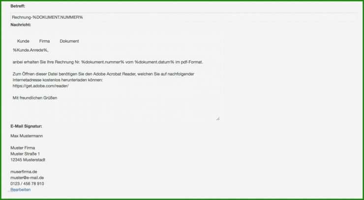 E Mail Vorlage Rechnung