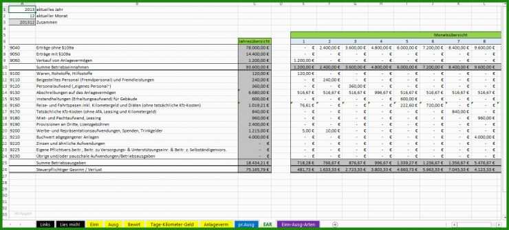 Einnahmen Ausgaben Rechnung Excel Vorlage Kostenlos