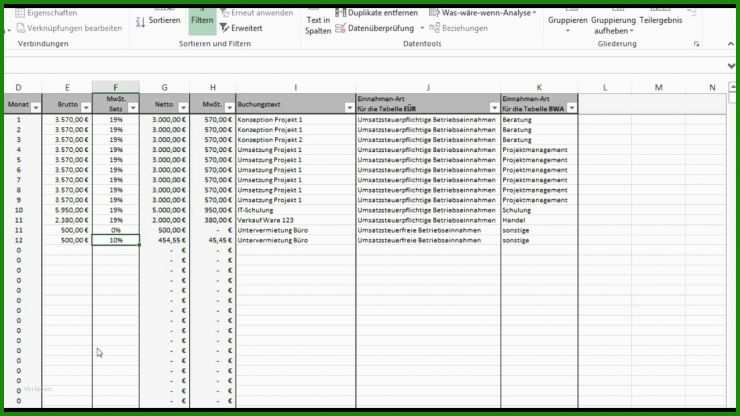 Einnahmen überschuss Rechnung Kleinunternehmer Excel Vorlage