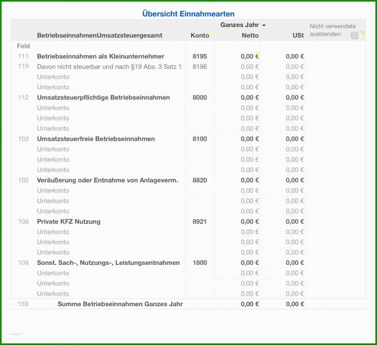 Einnahmen überschuss Rechnung Vorlage 2018