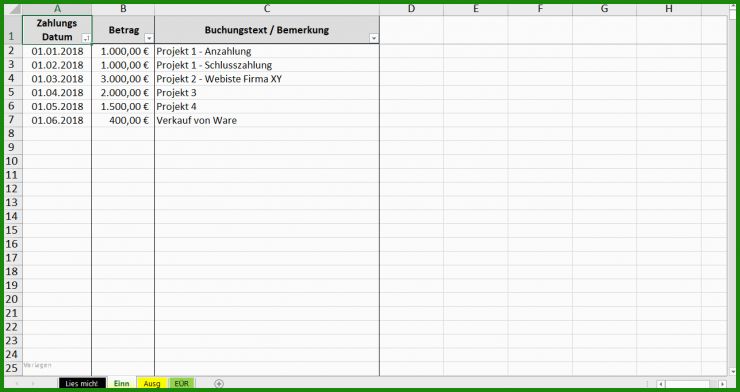 Einnahmen überschuss Rechnung Vorlage Excel