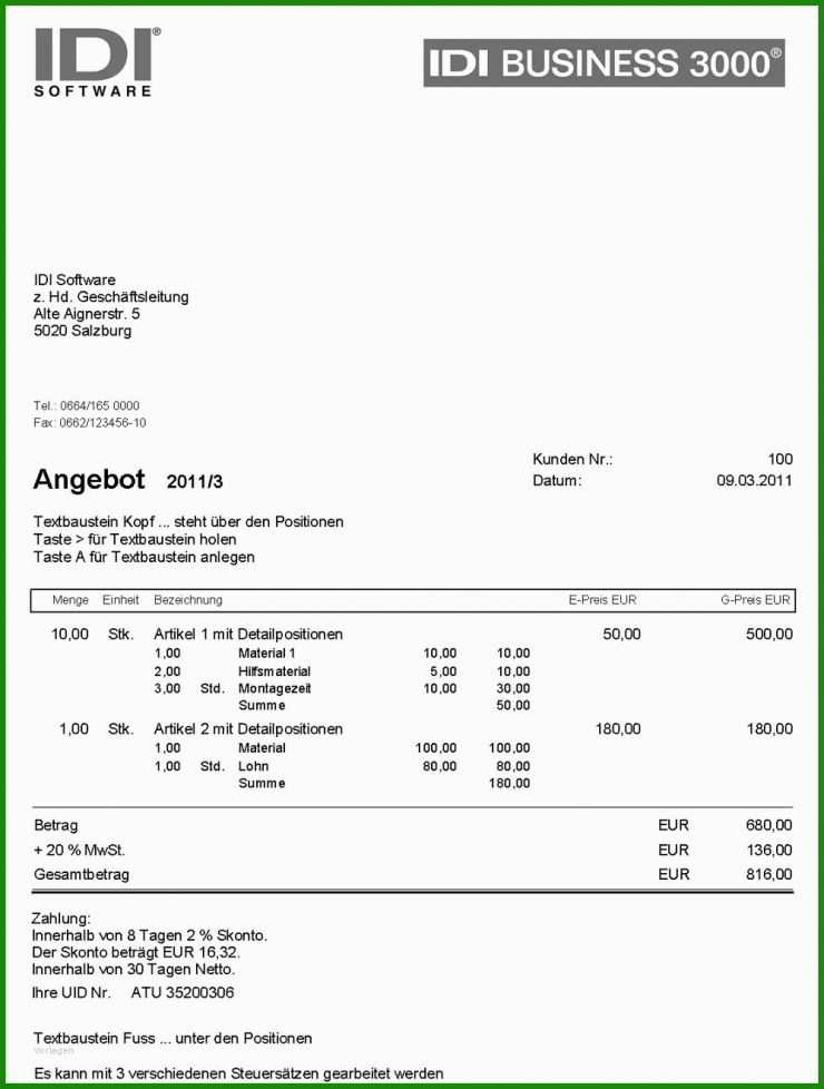 Einzelunternehmen Rechnung Vorlage 1 Einzelunternehmen Rechnung Vorlage