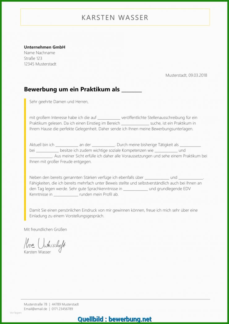 Email Anfrage Praktikum Muster