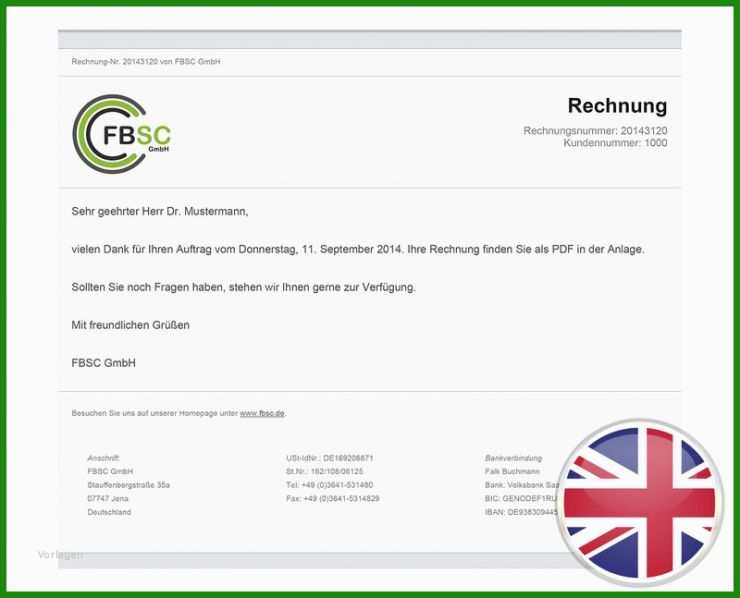 Englische Rechnung Muster