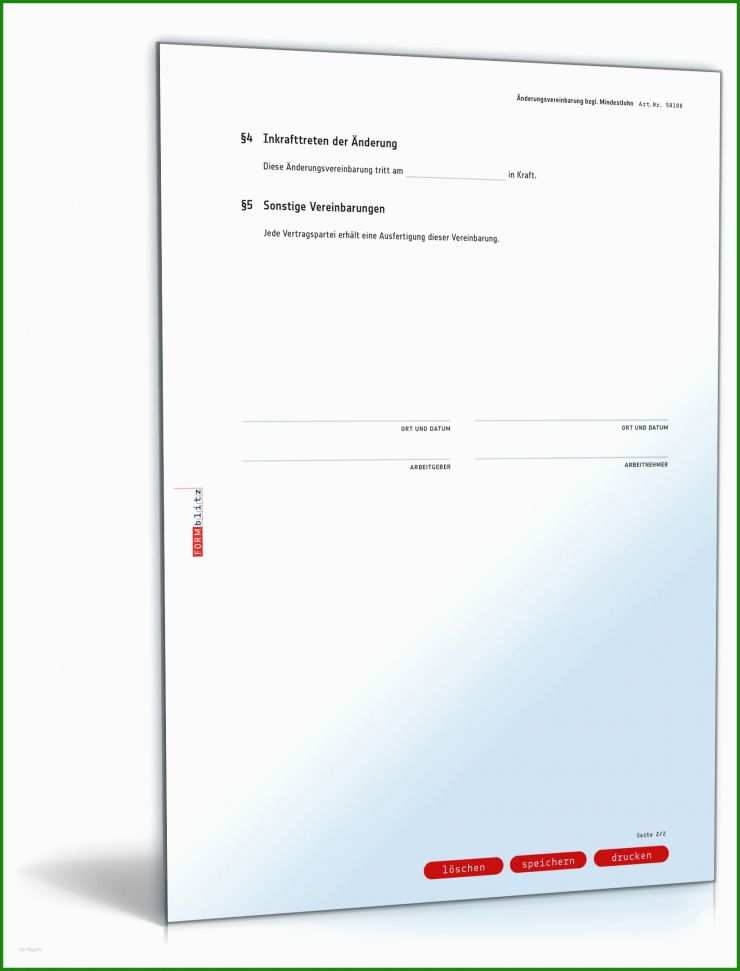 Ergänzung Arbeitsvertrag Mindestlohn Muster