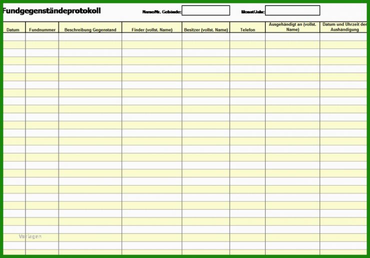 Excel Protokoll Vorlage