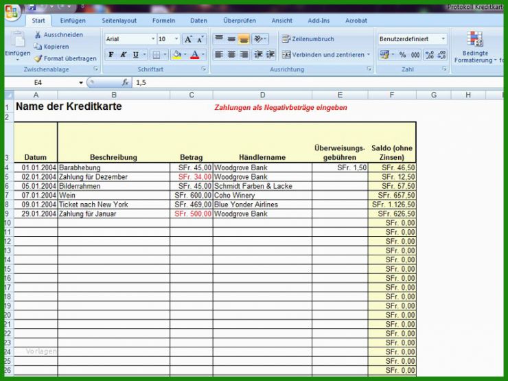 Excel Vorlage Protokoll