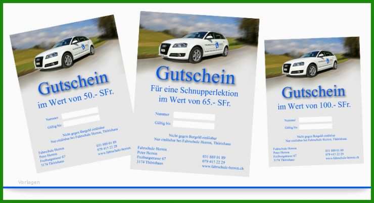 Fahrschule Gutschein Vorlage