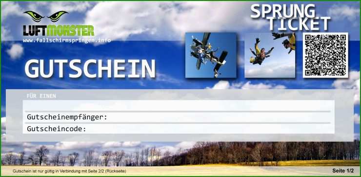 Fallschirmsprung Gutschein Vorlage