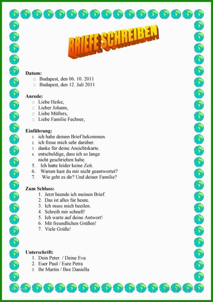 Formeller Brief Deutsch Vorlage
