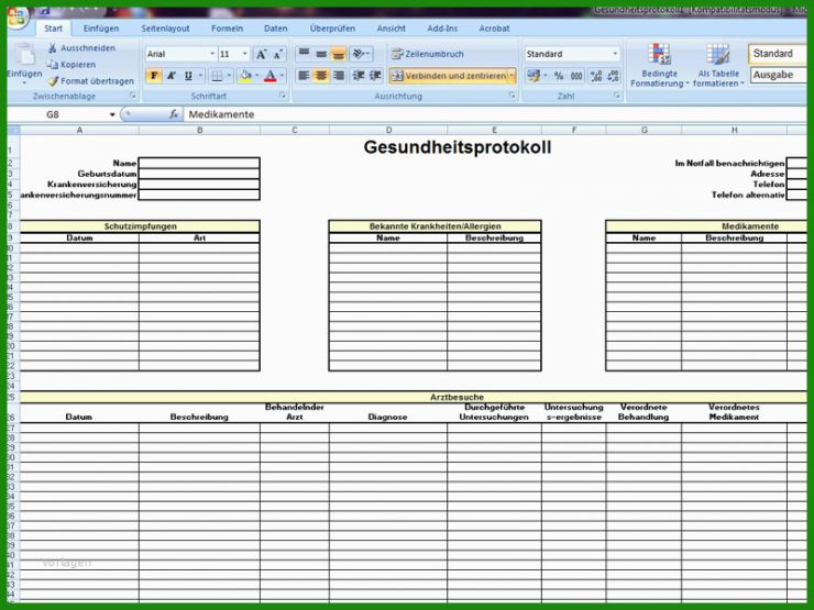 Fortlaufendes Protokoll Excel Vorlage