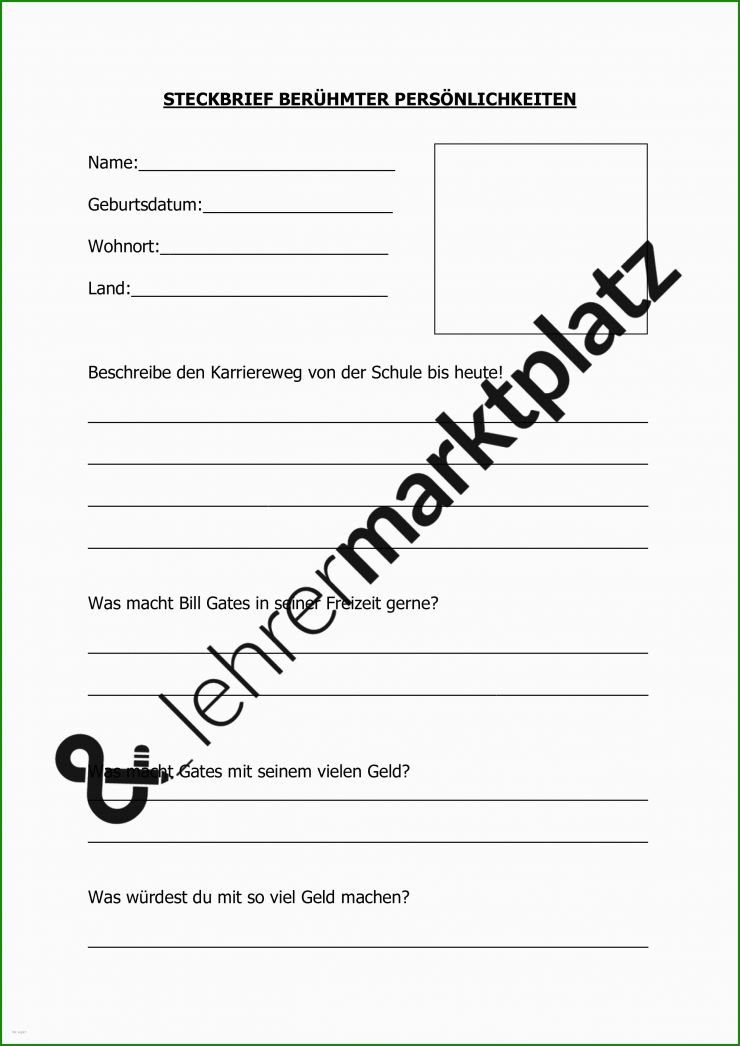 Französisch Steckbrief Vorlage