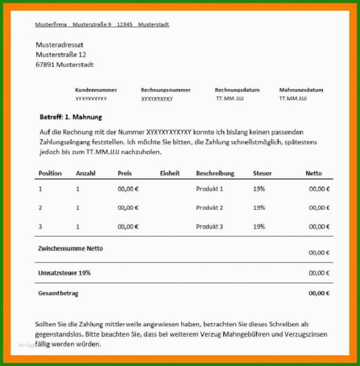 Freelancer Muster Rechnung